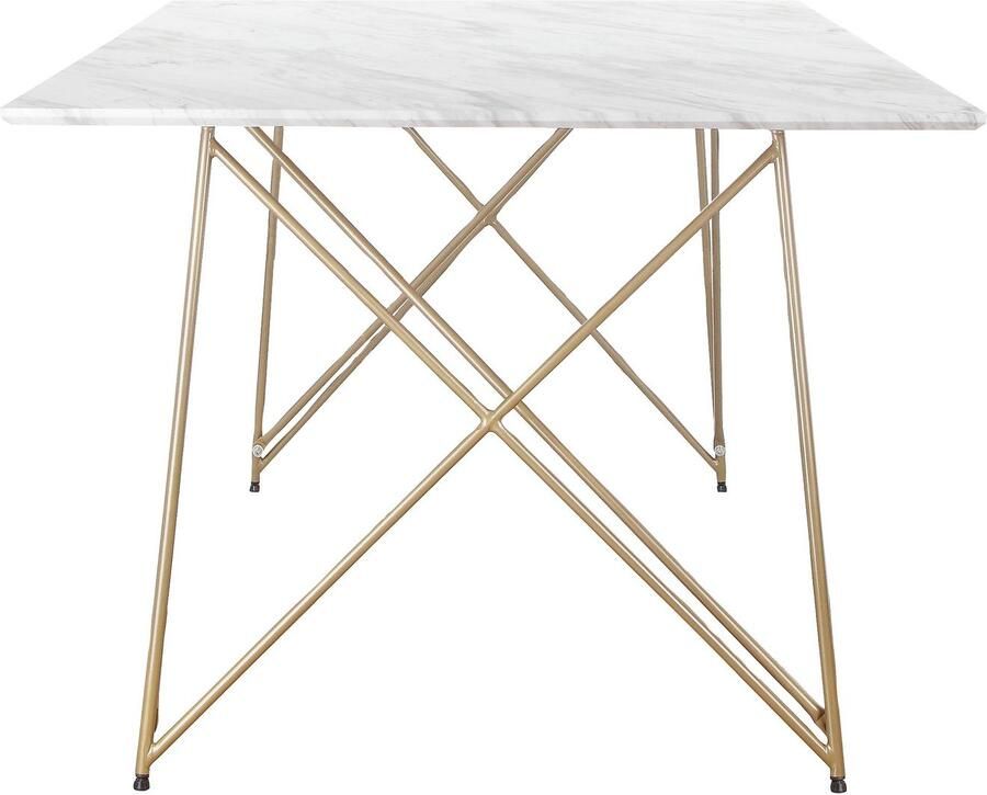 Leonique Eettafel Louie TOPSELLER! met tafelblad in marmer look onderstel van metaal goudkleurig hoogte 76 cm (1 stuk) - Foto 2