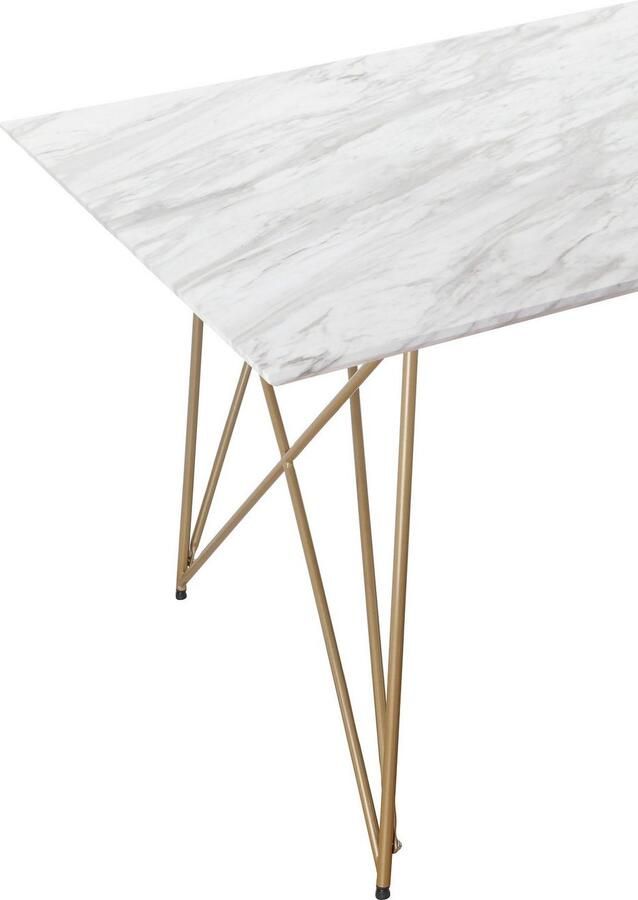 Leonique Eettafel Louie TOPSELLER! met tafelblad in marmer look onderstel van metaal goudkleurig hoogte 76 cm (1 stuk) - Foto 3