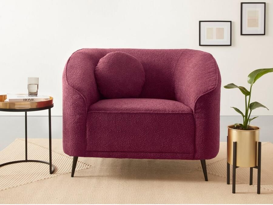 Home affaire Fauteuil Ashly in 3 overtrekvarianten bouclé fluwelige look en zachte structuurstof. - Foto 4
