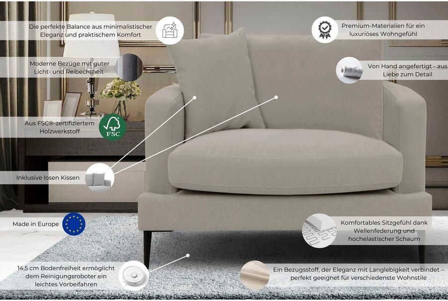 Leonique Fauteuil Cozy loungesstoel designstoel afmetingen B D H: 91 97 80 cm - Foto 6