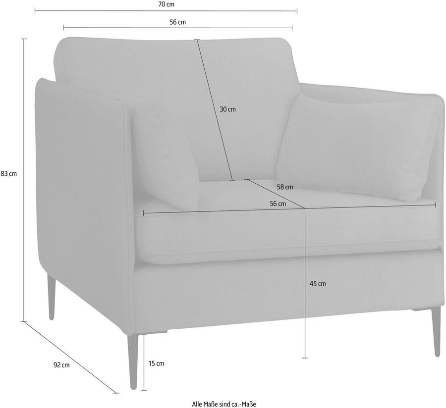 Leonique Fauteuil Light inclusief losse sierkussens met smalle armleuningen en telescooppoten - Foto 2
