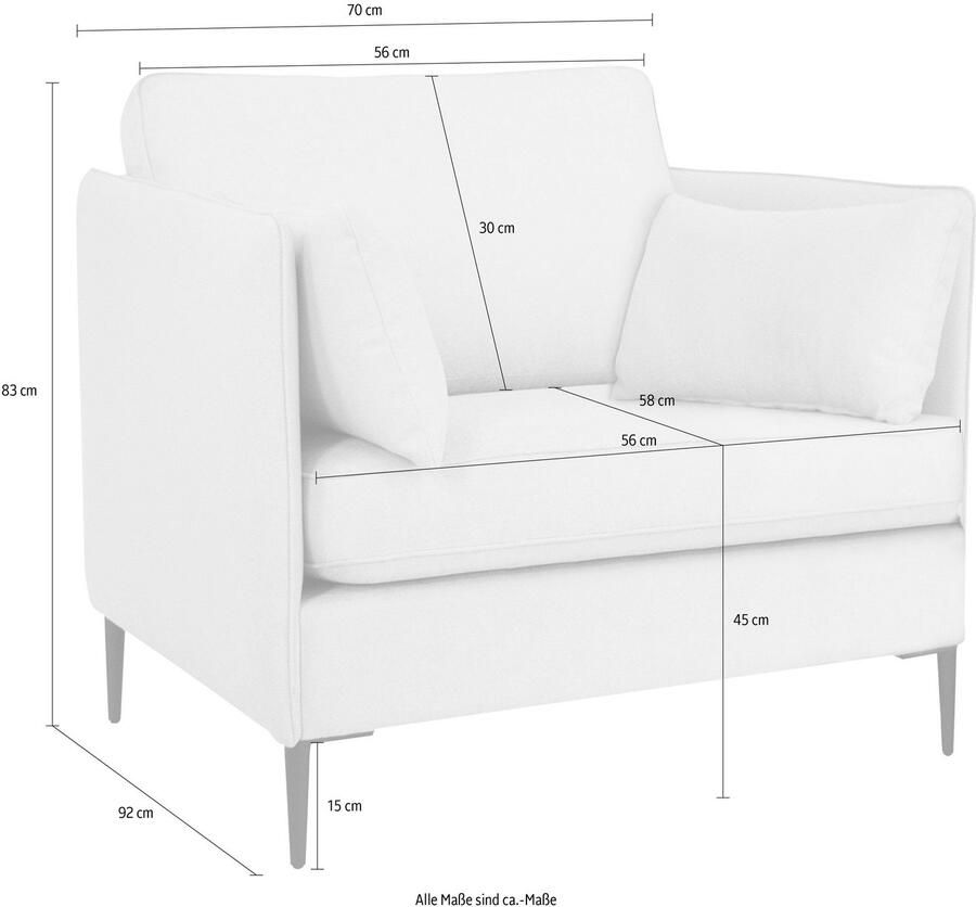 Leonique Fauteuil Light inclusief losse sierkussens met smalle armleuningen en telescooppoten - Foto 3