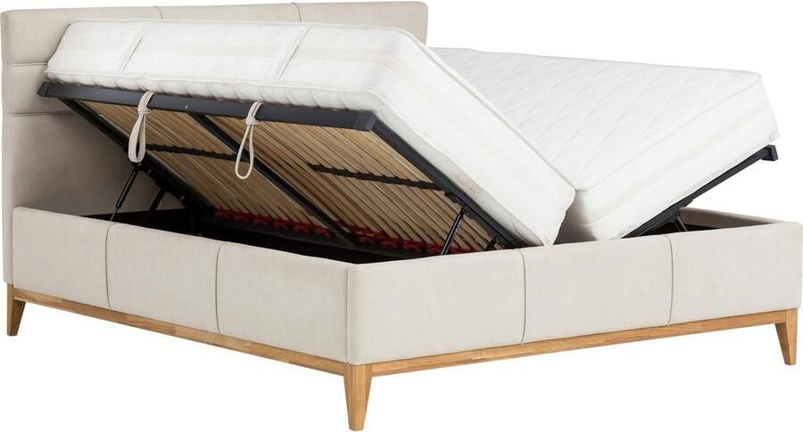 Leonique Gestoffeerd bed Balaine met lattenbodem bedkist ook met 7-zones-pocketveringsmatras - Foto 3