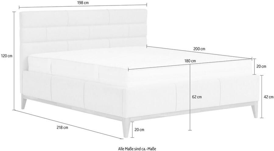 Leonique Gestoffeerd bed Balaine met lattenbodem bedkist ook met 7-zones-pocketveringsmatras - Foto 2