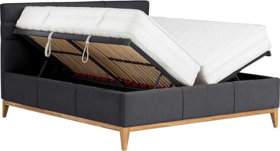 Leonique Gestoffeerd bed Balaine met lattenbodem bedkist ook met 7-zones-pocketveringsmatras - Foto 3
