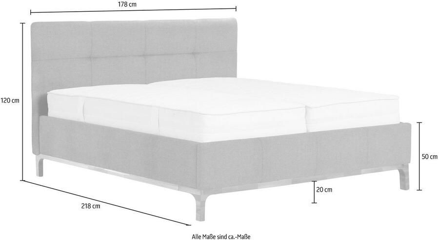 Leonique Gestoffeerd bed Noan Bedkist lattenbodem met gasdrukveren ook met 7-zones-matras