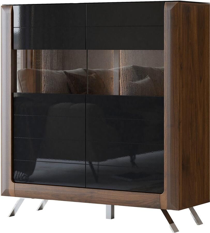 Leonique Highboard Kasai Hoogte 136 5 cm 2 deuren met glasinzet - Foto 2