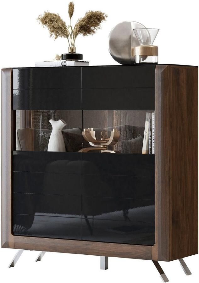 Leonique Highboard Kasai Hoogte 136 5 cm 2 deuren met glasinzet - Foto 5