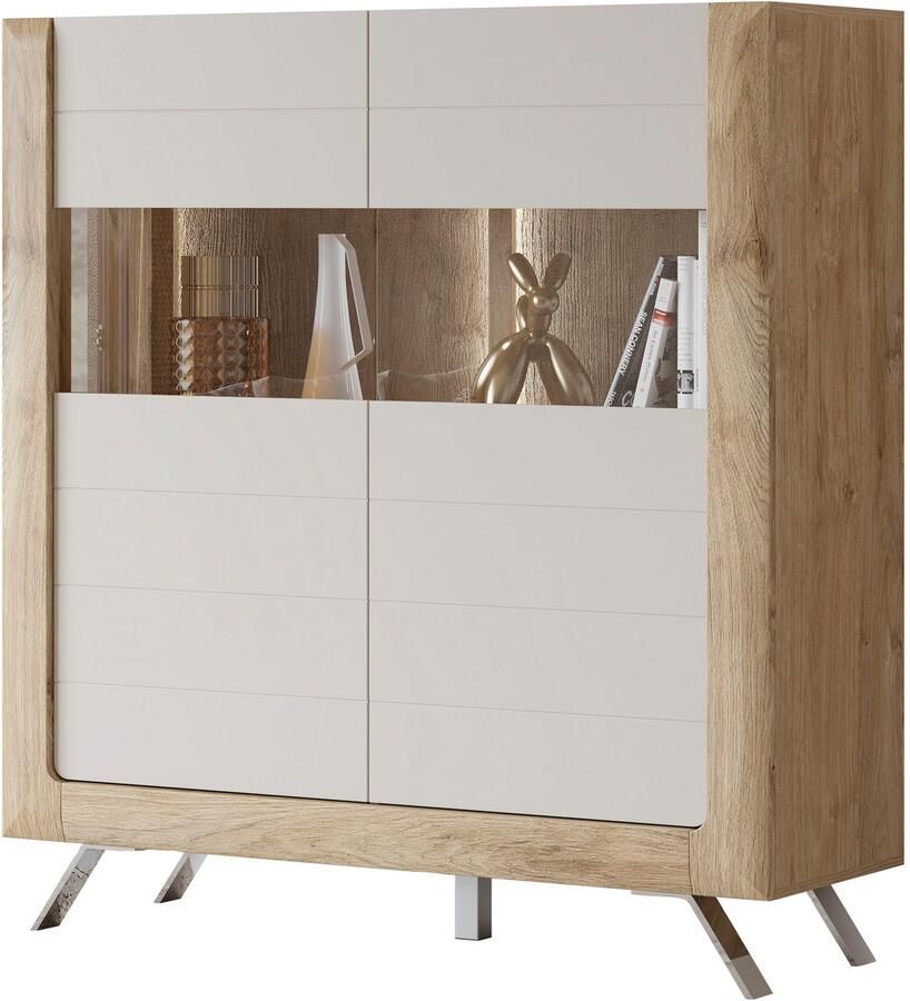 Leonique Highboard Kasai Hoogte 136 5 cm 2 deuren met glasinzet - Foto 2