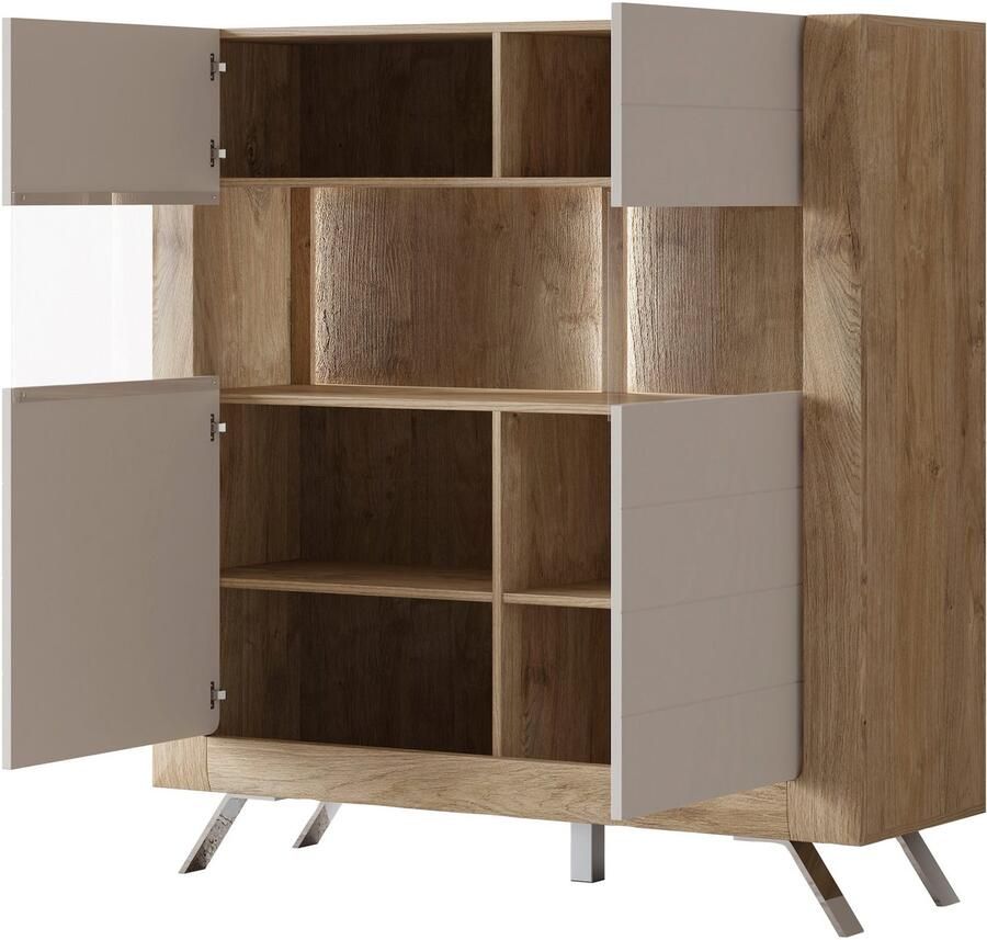 Leonique Highboard Kasai Hoogte 136 5 cm 2 deuren met glasinzet