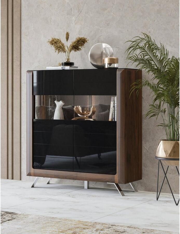 Leonique Highboard Kasai Hoogte 136 5 cm 2 deuren met glasinzet - Foto 4