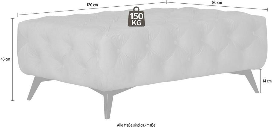 Leonique Hocker Amaury Chesterfield-look breedte 120 cm kleur van de poten ter keuze