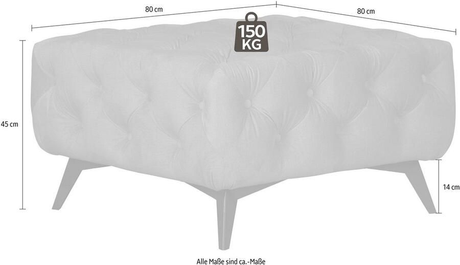 Leonique Hocker Amaury Chesterfield-look breedte 80 cm kleur van de poten ter keuze