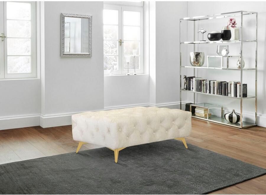 Home affaire Hocker Glynis luxueuze capitonnage moderne chesterfield look kleur van de poten ter keuze - Foto 2