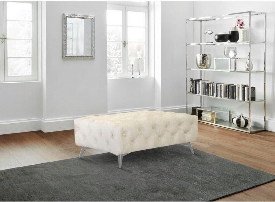 Home affaire Hocker Glynis luxueuze capitonnage moderne chesterfield look kleur van de poten ter keuze - Foto 2