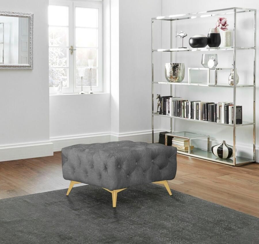 Home affaire Hocker Glynis luxueuze capitonnage moderne chesterfield look kleur van de poten ter keuze - Foto 2