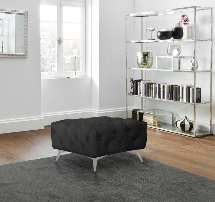 Home affaire Hocker Glynis luxueuze capitonnage moderne chesterfield look kleur van de poten ter keuze - Foto 2