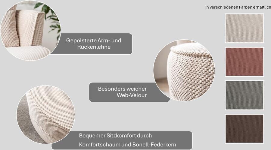 Leonique Draaibare fauteuil MAISIE leesfauteuil love seat trendige stoffen mega cord en geweven velours 360 graden draaibaar - Foto 8