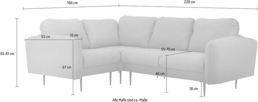 Leonique Hoekbank Skidi L-vorm met losse rugkussens en opstaande naad boven op de armleuning - Foto 2