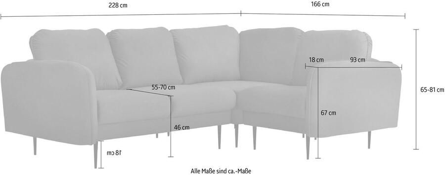 Leonique Hoekbank Skidi L-vorm met losse rugkussens en opstaande naad boven op de armleuning - Foto 2
