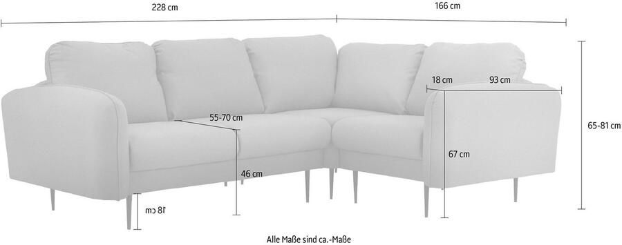 Leonique Hoekbank Skidi L-vorm met losse rugkussens en opstaande naad boven op de armleuning - Foto 2
