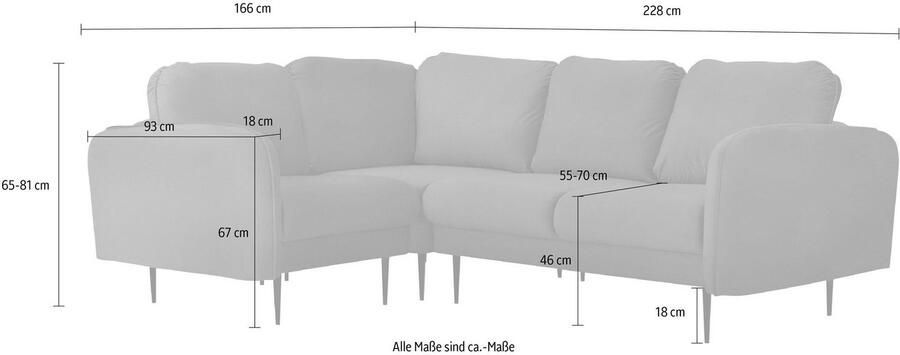 Leonique Hoekbank Skidi L-vorm met losse rugkussens en opstaande naad boven op de armleuning - Foto 2