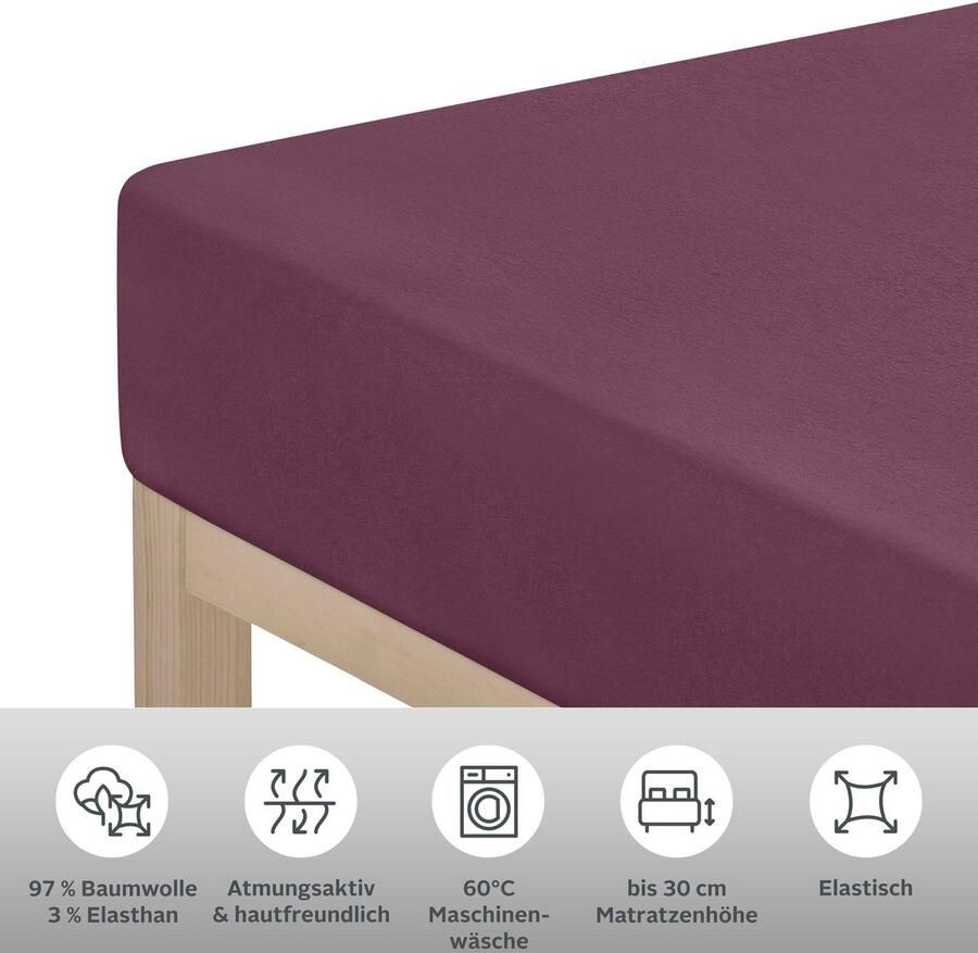 Leonique Hoeslaken Malia in afm. 90x200 140x200 of 180x200 cm van katoen voor matrassen tot 30 cm hoogte laken hoeslaken (1 stuk) - Foto 3