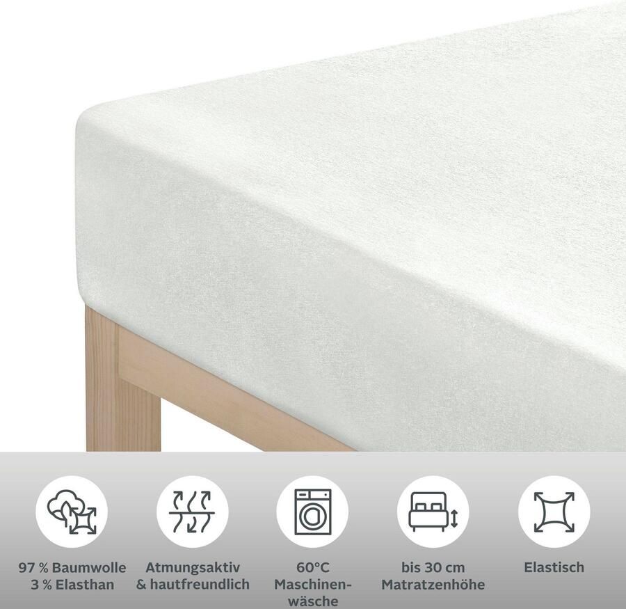 Leonique Hoeslaken Malia in afm. 90x200 140x200 of 180x200 cm van katoen voor matrassen tot 30 cm hoogte laken hoeslaken (1 stuk) - Foto 3