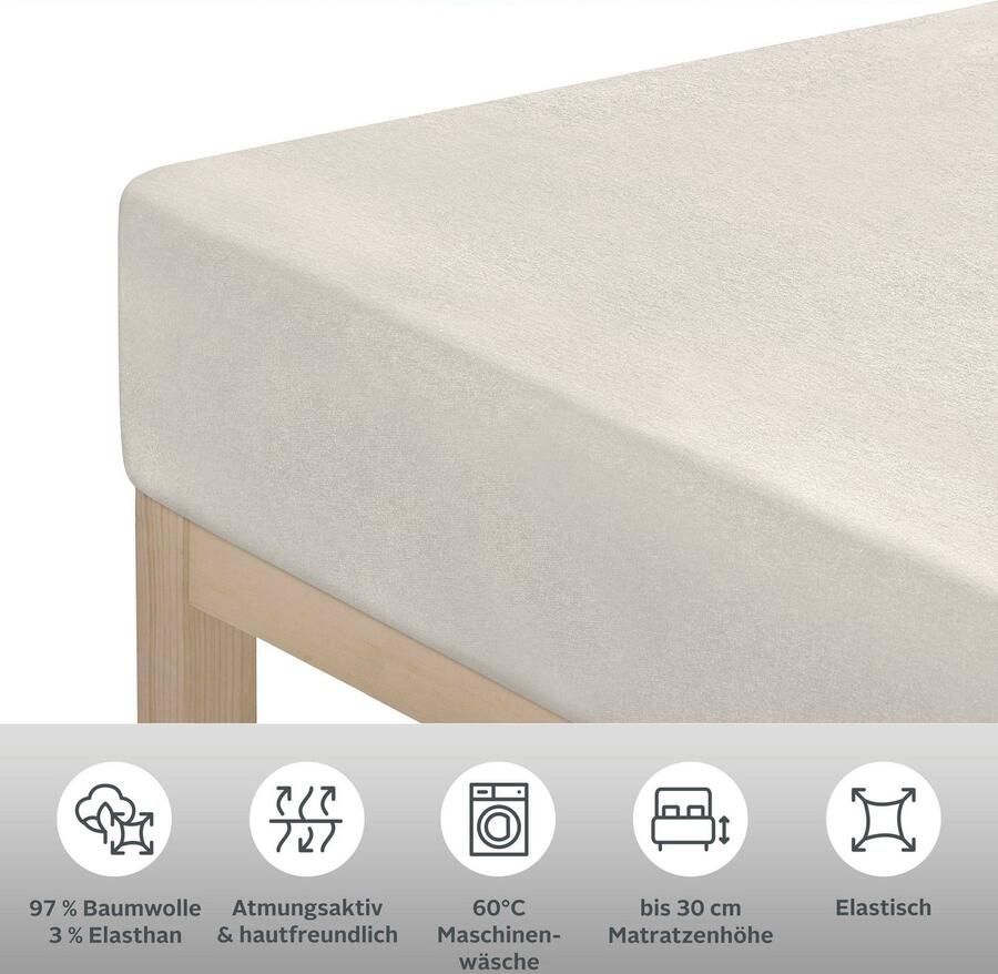 Leonique Hoeslaken Malia in afm. 90x200 140x200 of 180x200 cm van katoen voor matrassen tot 30 cm hoogte laken hoeslaken (1 stuk) - Foto 3
