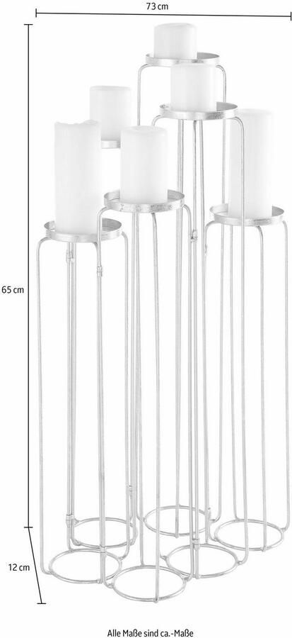 Leonique Kaarsenstandaard Mareesa van metaal voor stompkaarsen hoogte ca. 65 cm verschillend opstelbaar (1 stuk) - Foto 11
