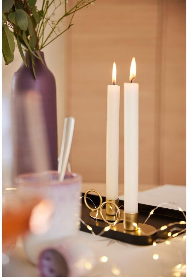 Leonique Kandelaar Stab kaarsenhouder Adaliz uit metaal met decoratieve handgreep (set 4 stuks)