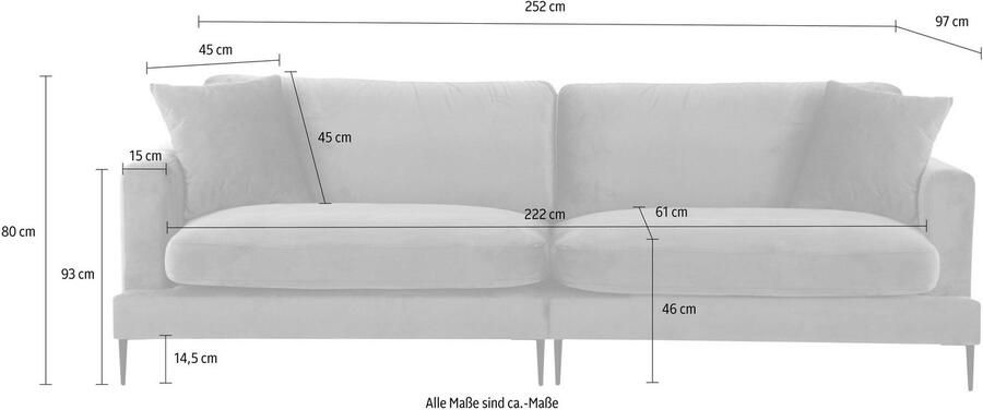 Leonique Megabank Cozy elegante designbank afmetingen B D H: 252 97 80 cm - Foto 5