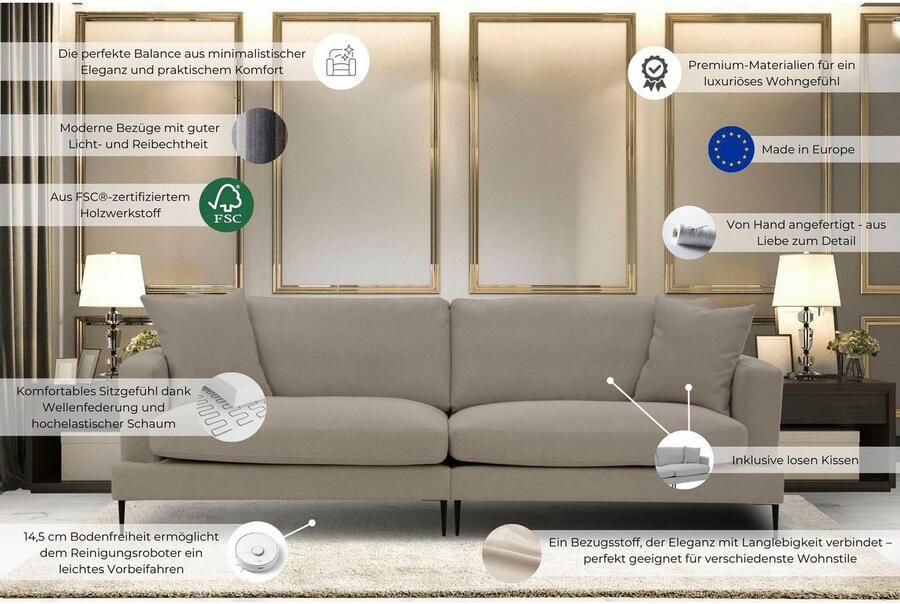 Leonique Megabank Cozy elegante designbank afmetingen B D H: 252 97 80 cm - Foto 2