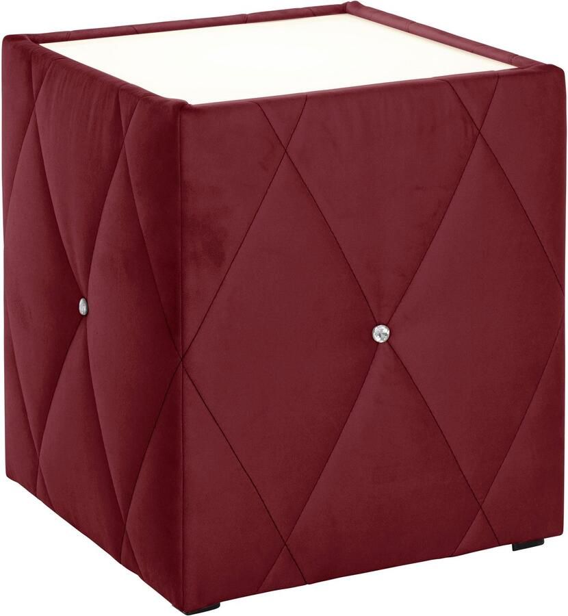 Leonique Nachtkastje Alfie met verlichting en bekleding van fluweel - Foto 2