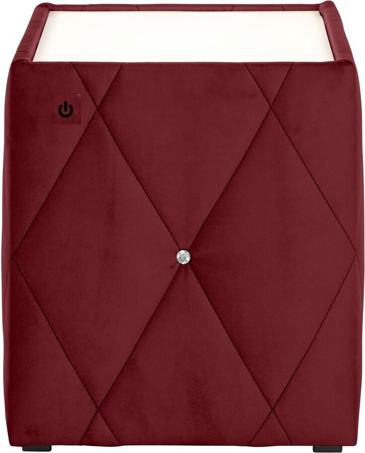 Leonique Nachtkastje Alfie met verlichting en bekleding van fluweel - Foto 3