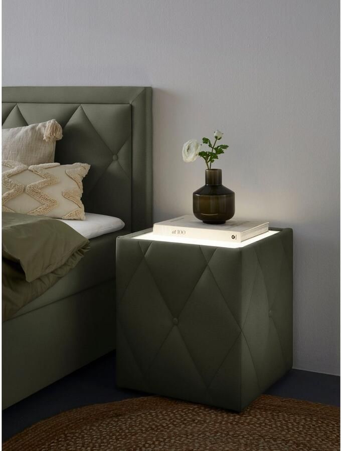 Leonique Nachtkastje Alfie met verlichting en bekleding van fluweel - Foto 4