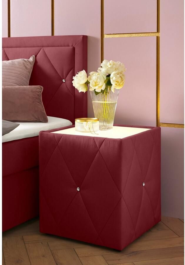 Leonique Nachtkastje Alfie met verlichting en bekleding van fluweel - Foto 5