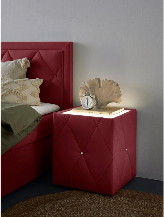 Leonique Nachtkastje Alfie met verlichting en bekleding van fluweel - Foto 4