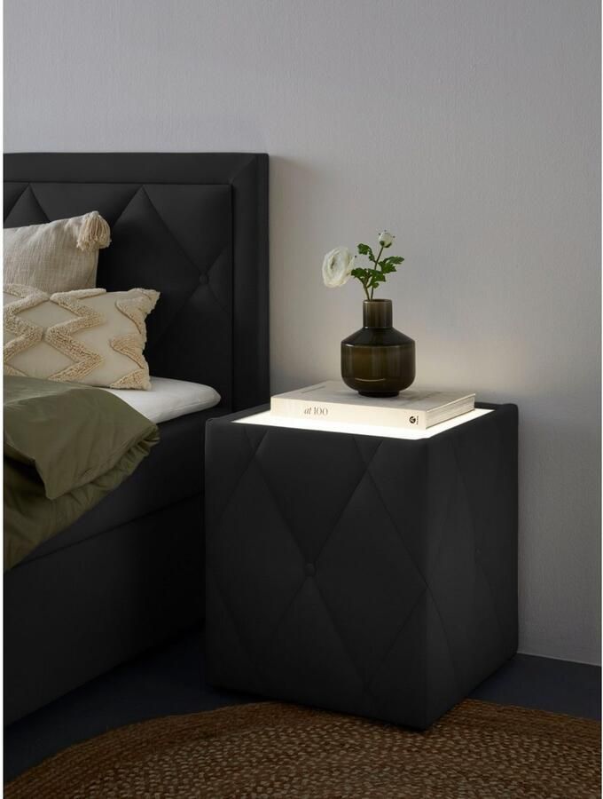 Leonique Nachtkastje Alfie met verlichting en bekleding van fluweel - Foto 4