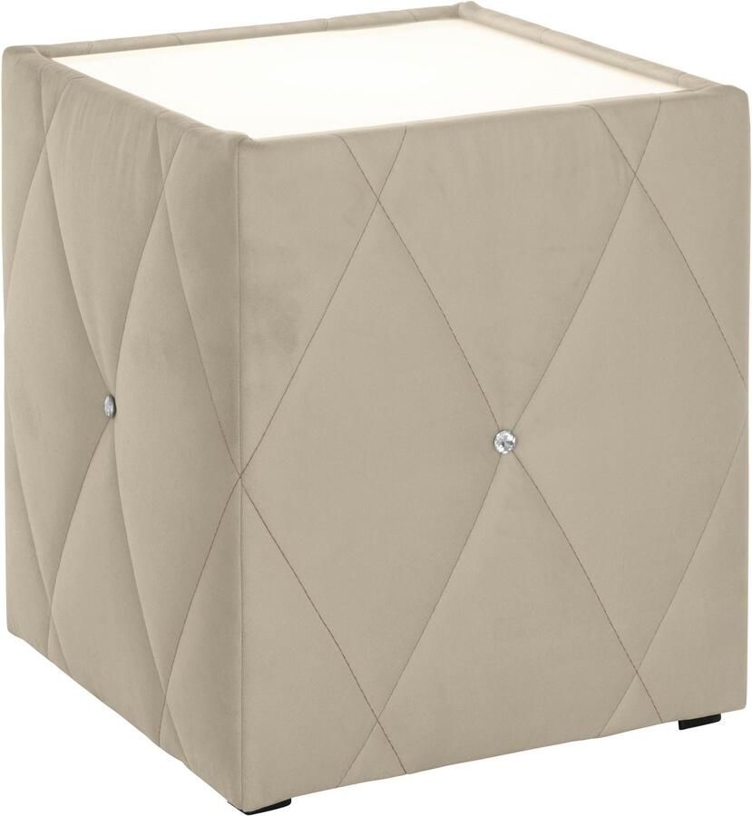 Leonique Nachtkastje Alfie met verlichting en bekleding van fluweel - Foto 2