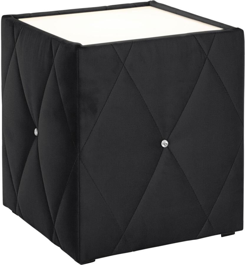 Leonique Nachtkastje Alfie met verlichting en bekleding van fluweel - Foto 2