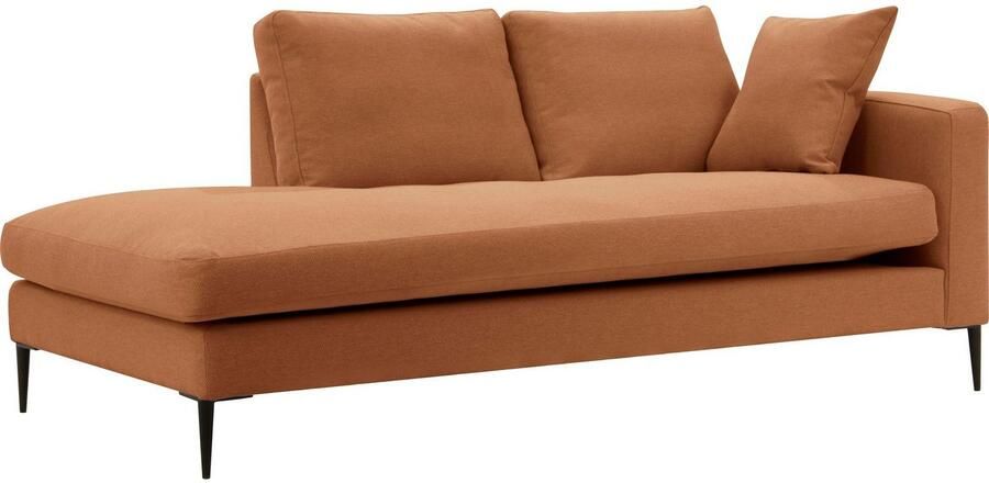 Home affaire Récamier Cozy chaise longue afmetingen B D H: 195 97 80 cm met los kussen en metalen poten armleuning naar keuze links of rechts