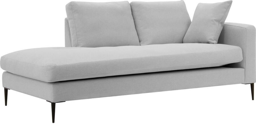 Home affaire Récamier Cozy chaise longue afmetingen B D H: 195 97 80 cm met los kussen en metalen poten armleuning naar keuze links of rechts