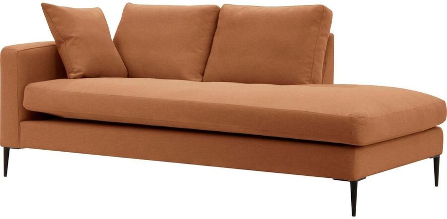Home affaire Récamier Cozy chaise longue afmetingen B D H: 195 97 80 cm met los kussen en metalen poten armleuning naar keuze links of rechts