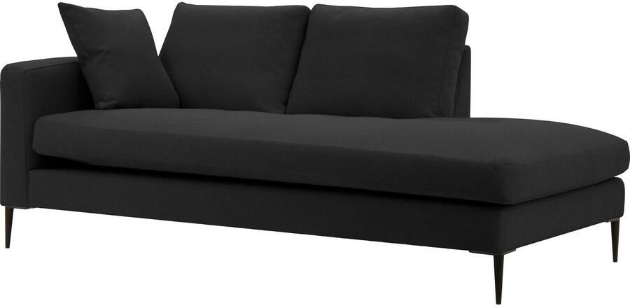 Home affaire Récamier Cozy chaise longue afmetingen B D H: 195 97 80 cm met los kussen en metalen poten armleuning naar keuze links of rechts
