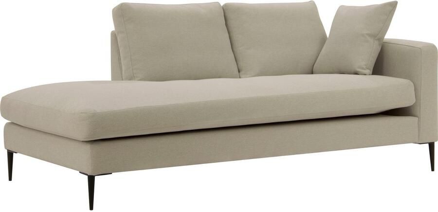 Home affaire Récamier Cozy chaise longue afmetingen B D H: 195 97 80 cm met los kussen en metalen poten armleuning naar keuze links of rechts