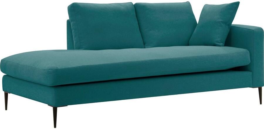 Home affaire Récamier Cozy chaise longue afmetingen B D H: 195 97 80 cm met los kussen en metalen poten armleuning naar keuze links of rechts
