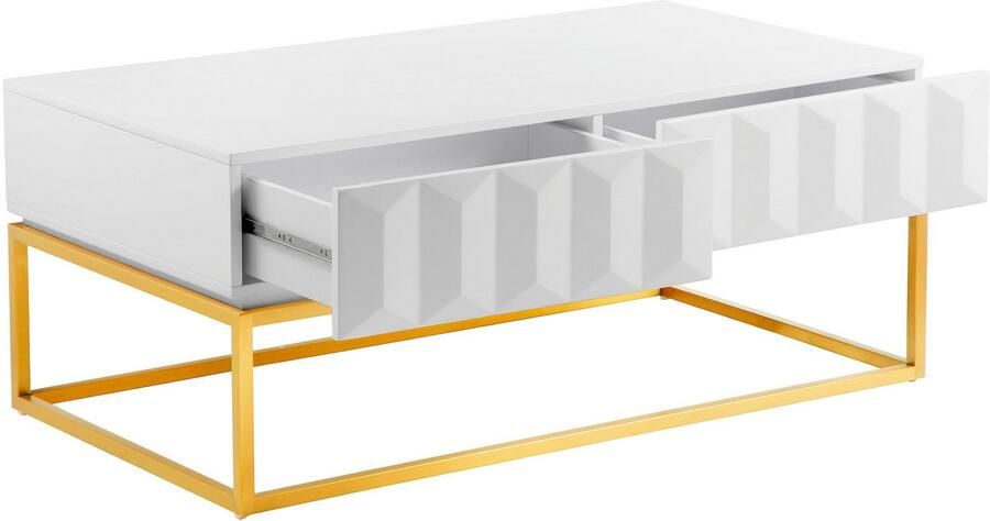 Leonique Salontafel Alais TOPSELLER! OTTOs keuze in 3d-look met twee laden en goudkleurig metalen frame - Foto 3