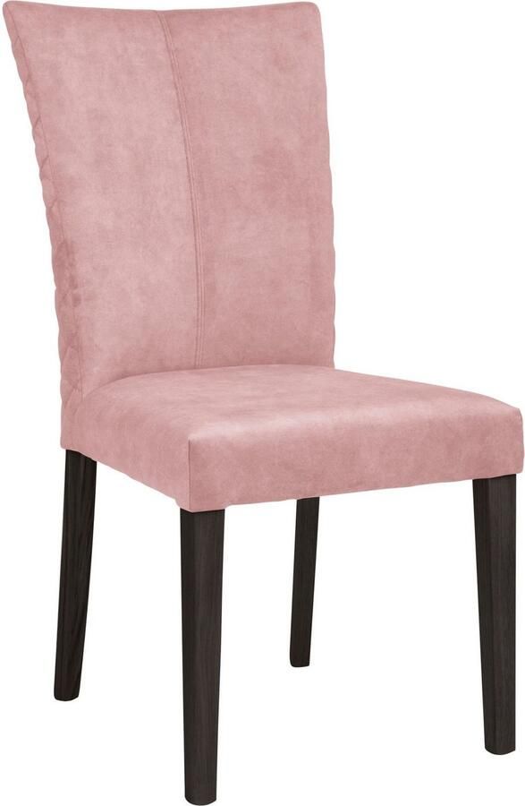 Leonique Stoel met 4 poten Vence met ruitstiksel in de rugleuning poten van massief beuken (set 2 stuks)