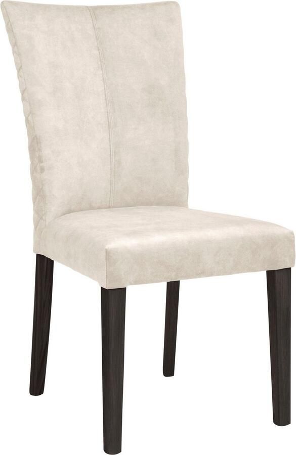 Leonique Stoel met 4 poten Vence met ruitstiksel in de rugleuning poten van massief beuken (set 2 stuks)